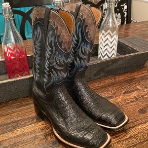 Lucchese Trent black caiman belly cowboy boots size 10D